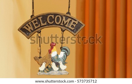 Welcome banners and clay of chicken