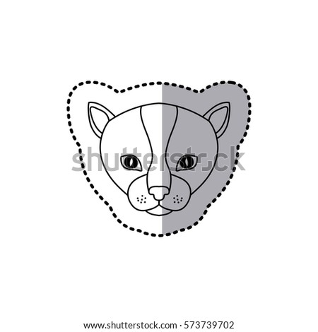 sticker silhouette close up kitty animal vector illustration