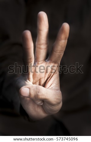 One handed Sign for Number three in American Sign Language (ASL) is the predominant sign language of Deaf communities in the United States and most of anglophone Canada.