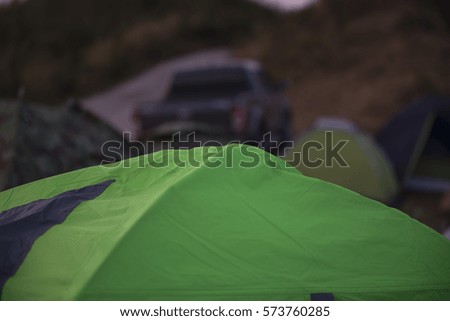 Tent camping on mountain for see or take a photo  the star and  galaxy at night
