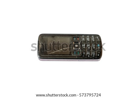 Old mobile phone white background
