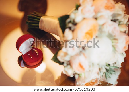 beige Wedding bouquet on a light background, peony roses