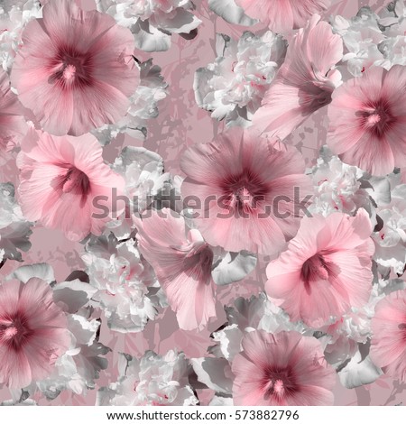 Gorgeous floral blossom pattern peonies amazing collage photo artistic work. Bloom flowers elegant style background