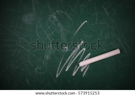 Blank green chalkboard with chalk, blackboard texture 