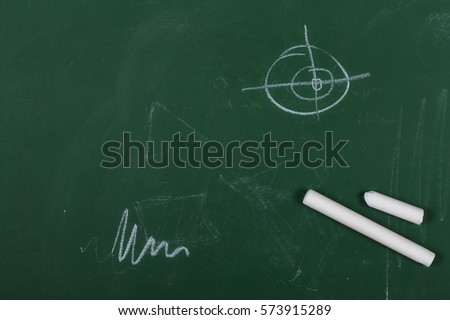 Blank green chalkboard with chalk, blackboard texture 