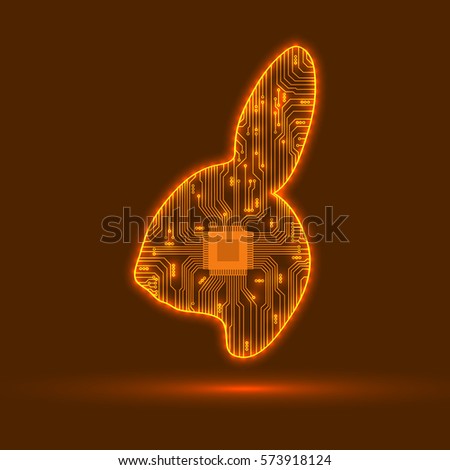 Abstract rabbit. Rabbit as an electronic circuit. Vector illustration. Royalty-Free Stock Photo #573918124