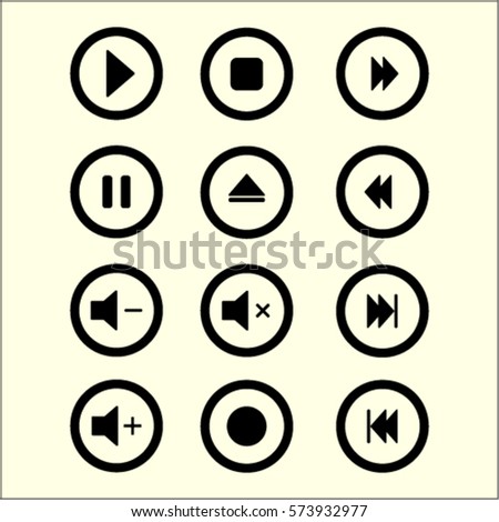 Media player buttons vector icon Royalty-Free Stock Photo #573932977