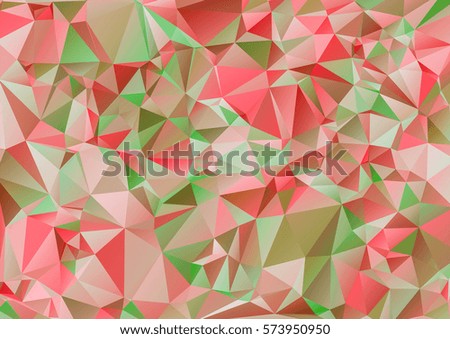 Red pink and Green polygonal illustration. Geometric background. Triangular design in Raster.