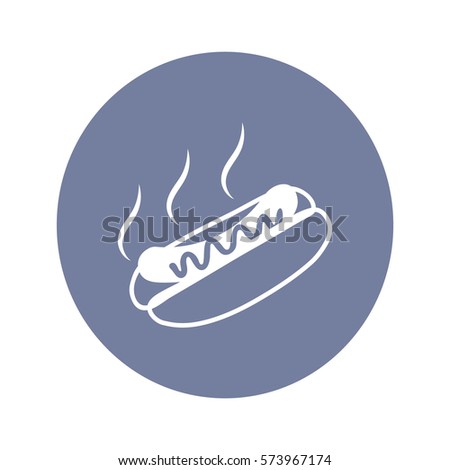 Flat icon. Hot Dog with sausage barbecue.