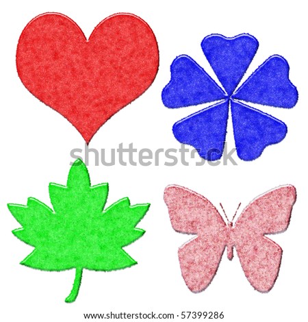 Heart, flower, leave and butterfly