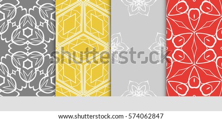 set of seamless lace floral background. Luxury texture for wallpaper, invitation. Vector illustration.