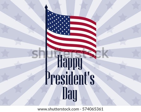 Happy Presidents Day. Banner with american flag and text. Vector illustration