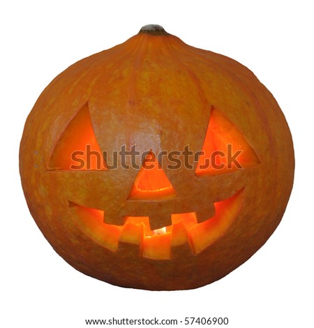 Symbol Halloween - a pumpkin O Lantern isolated on the white