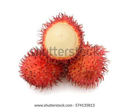 ripe Rambutan fruits isolated on white background