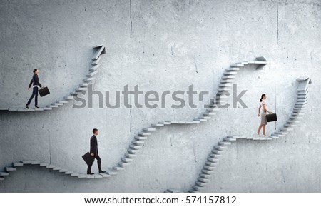 Up the career ladder . Mixed media Royalty-Free Stock Photo #574157812