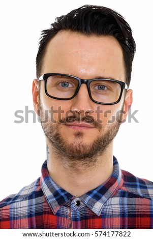 Face of young man wearing eyeglasses