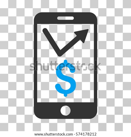 Mobile Sales Report icon. Vector illustration style is flat iconic bicolor symbol, blue and gray colors, transparent background. Designed for web and software interfaces.