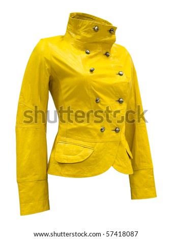 a leather yellow womens jacket, isolated, clipping path