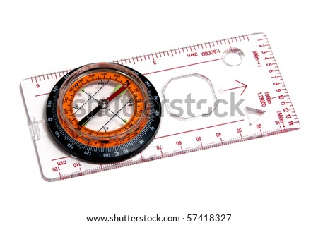 a ruler with compass isolated on a white background