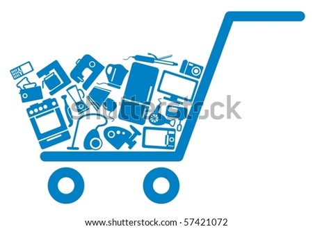 The cart with home appliances