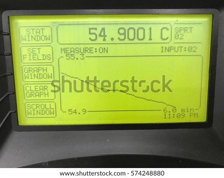 screen of indicator measure temperature.