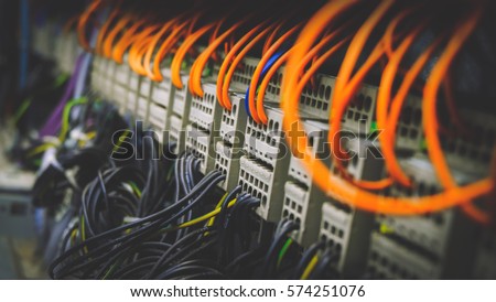 PLC Control panel with wiring Royalty-Free Stock Photo #574251076