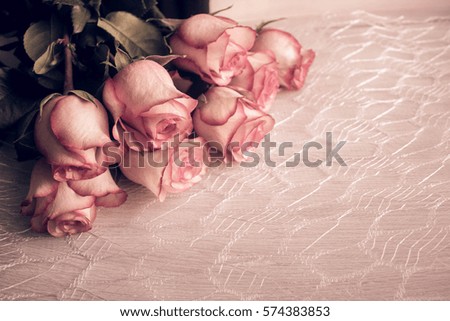 Vintage pink roses. Selective focus