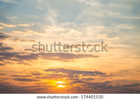 Sunset / sunrise with clouds, Colorful Clouds over tropical sea. 