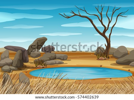 African water hole scene