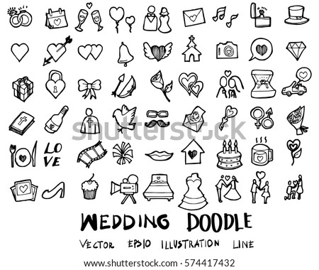 Wedding doodles sketch vector icon ink. Royalty-Free Stock Photo #574417432