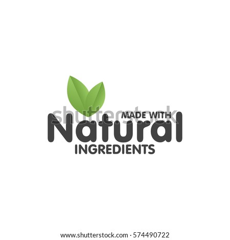 Made with Natural ingredients eco green label sticker. Vector Illustration. Royalty-Free Stock Photo #574490722