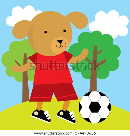 Cute dog playing football