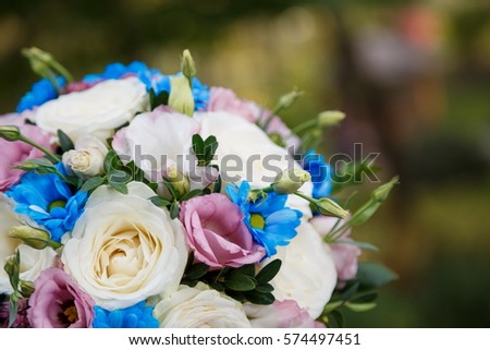 close up of wedding bouquet with nice blurr on background