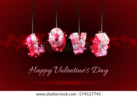 happy valentine's day 3d wiring love with spot light illustration vector Royalty-Free Stock Photo #574527745