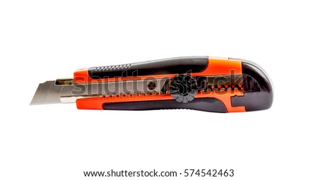 utility knife isolated on white background Royalty-Free Stock Photo #574542463