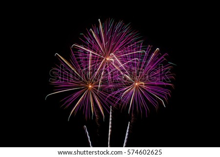 Fireworks Celebration at night on  New Year and copy space - abstract holiday background