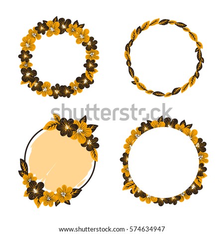 set of decorative floral circles for your design. vector illustration