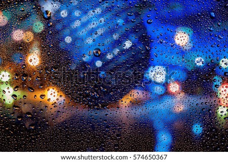 texture color with bokeh, water drops on glass