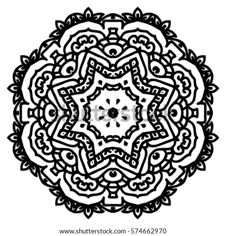 Mandala For Painting. Vector Ethnic Oriental Circle Ornament. Great for Antistress Coloring Book, Artmeditation.
