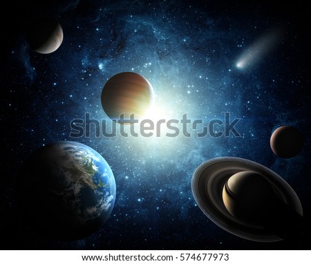 Solar system and space objects. Elements of this image furnished by NASA.