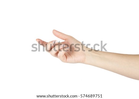 Isolated woman's hand on a white background.