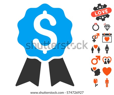 Banking Award pictograph with bonus decorative clip art. Vector illustration style is flat iconic symbols for web design, app user interfaces.