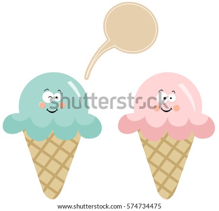 Couple ice cream with speech balloon
