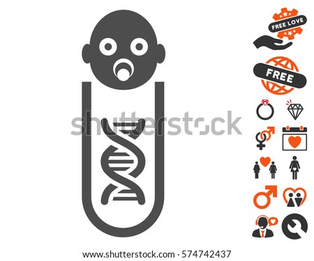 Baby Genetic Analysis icon with bonus decoration pictograph collection. Vector illustration style is flat iconic elements for web design, app user interfaces.