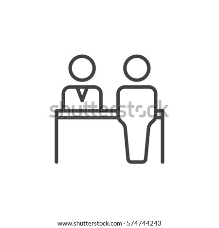 Reception line icon, outline vector sign, linear pictogram isolated on white. Check in symbol, logo illustration Royalty-Free Stock Photo #574744243