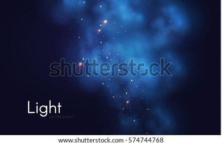 Textured Dark Background. Magic Fog and Fkashes. Shining Stars and Clouds. Night Club Space. Vector illustration