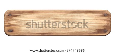 Rustic wooden board with nails. Old plank with rounded corners.