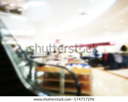 Abstract blur shopping mall and retails store interior for background. Copy space of blurred image of shopping mall and people.