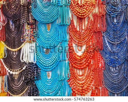 Colored jewelry in a Egyptian shop
