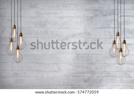 horizontal wall interior design living room, lamp